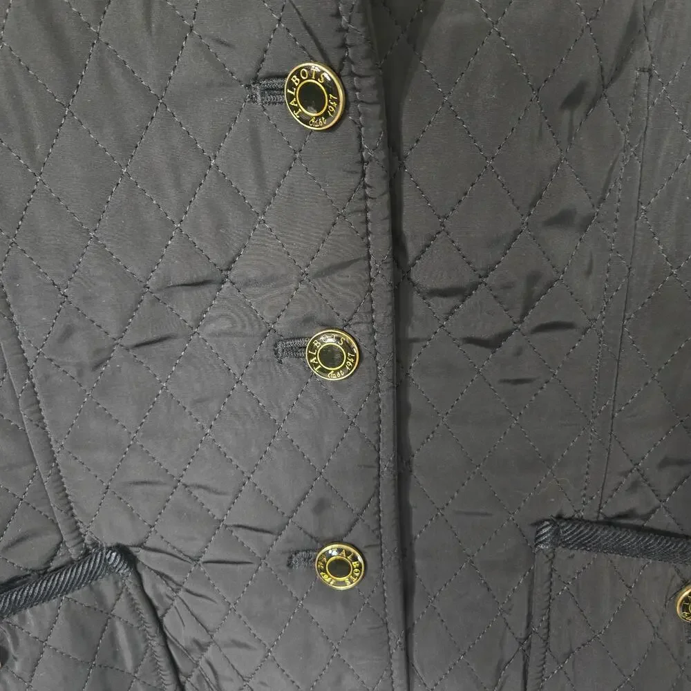 Talbots Quilted Vest Women Small Petite Corduroy Collar Button Up Layering - Picture 2 of 10